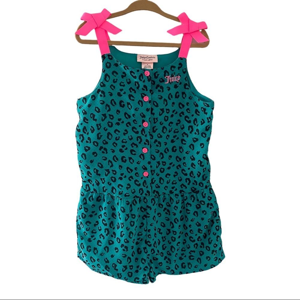 Juicy Couture girl’s cheetah print with bows romper size 6